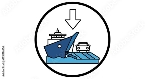 Car being loaded onto a ship.