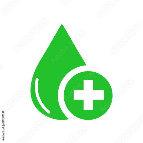 Green Water Drop Medical Plus Icon