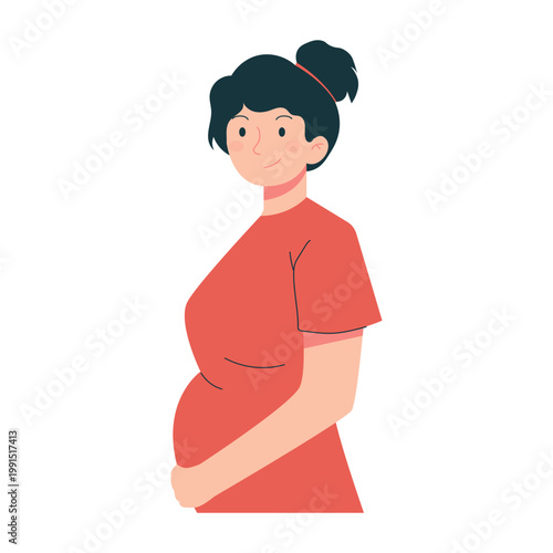 Pregnancy Stages Infographic Illustration Woman Trimester Timeline Flat Character