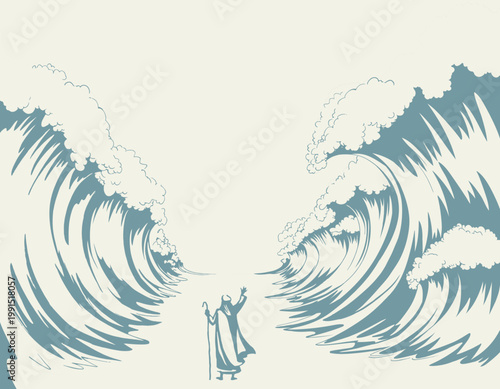 Moses with the staff. Vector drawing