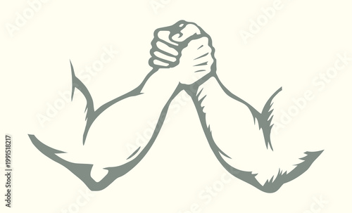 Hand wrestling contest. Vector drawing