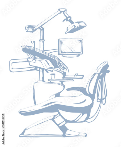Stogmatology chair and accessories. Vector drawing