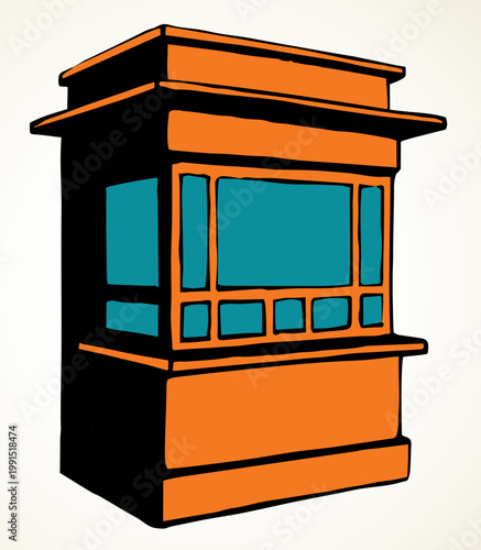 Shop stall. Vector drawing kiosk