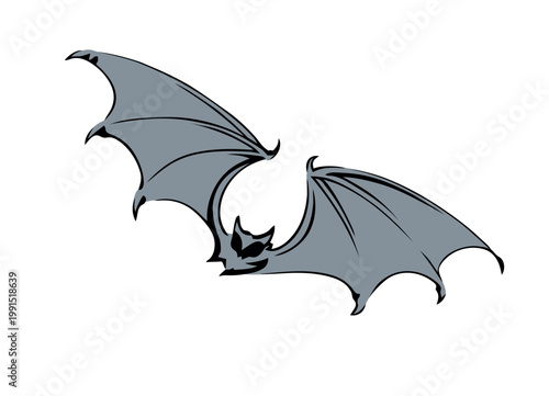 The bat is flying. Vector drawing