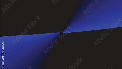 Abstract intersecting diagonal blue gradient bands on black background with luminous depth modern artistic design