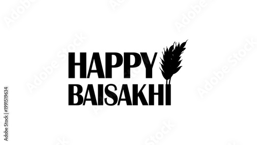 happy baisakhi, black vector silhouette