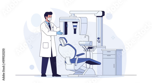 Dental 3D Teeth Scanning and Digital Dentistry Technology Illustration