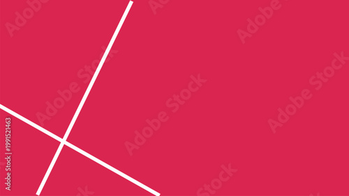 Minimalist abstract red background with intersecting white diagonal lines forming geometric X shape modern vector design