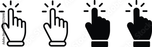 Clicking Finger Icons in Outline and Silhouette on White Background illustration