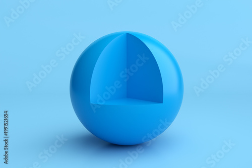 Foto Blue sphere cross section visualizing inner structure