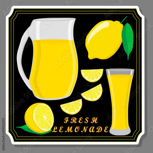 Tasty lemon lemonade in glass pitcher