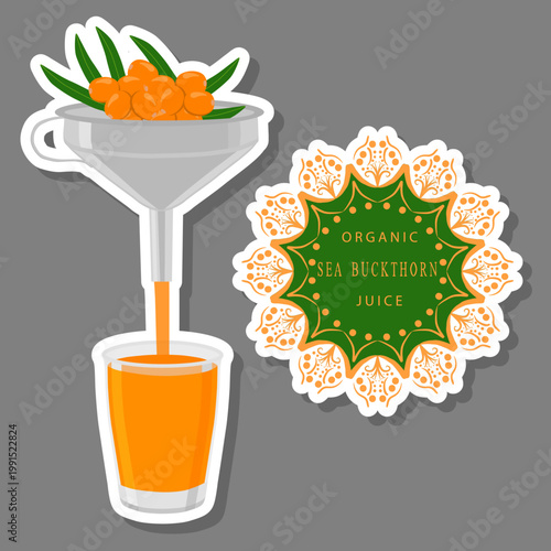 big set different types juice seabuckthorn in glass cup
