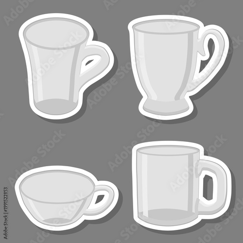 Set symbols for glass cup with shine for water