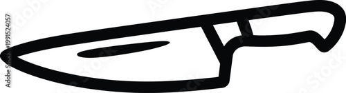 Line art icon of a chef knife kitchen utensil for chopping with cooking tool food preparation food service home cooking equipment flat design food industry food processing