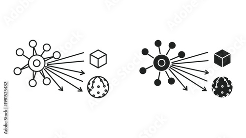 Molecular structures with atoms and bonds in chemistry and physics concepts