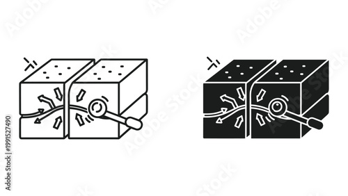 Vector illustration of two cubes with a dartboard and darts on them in black and white