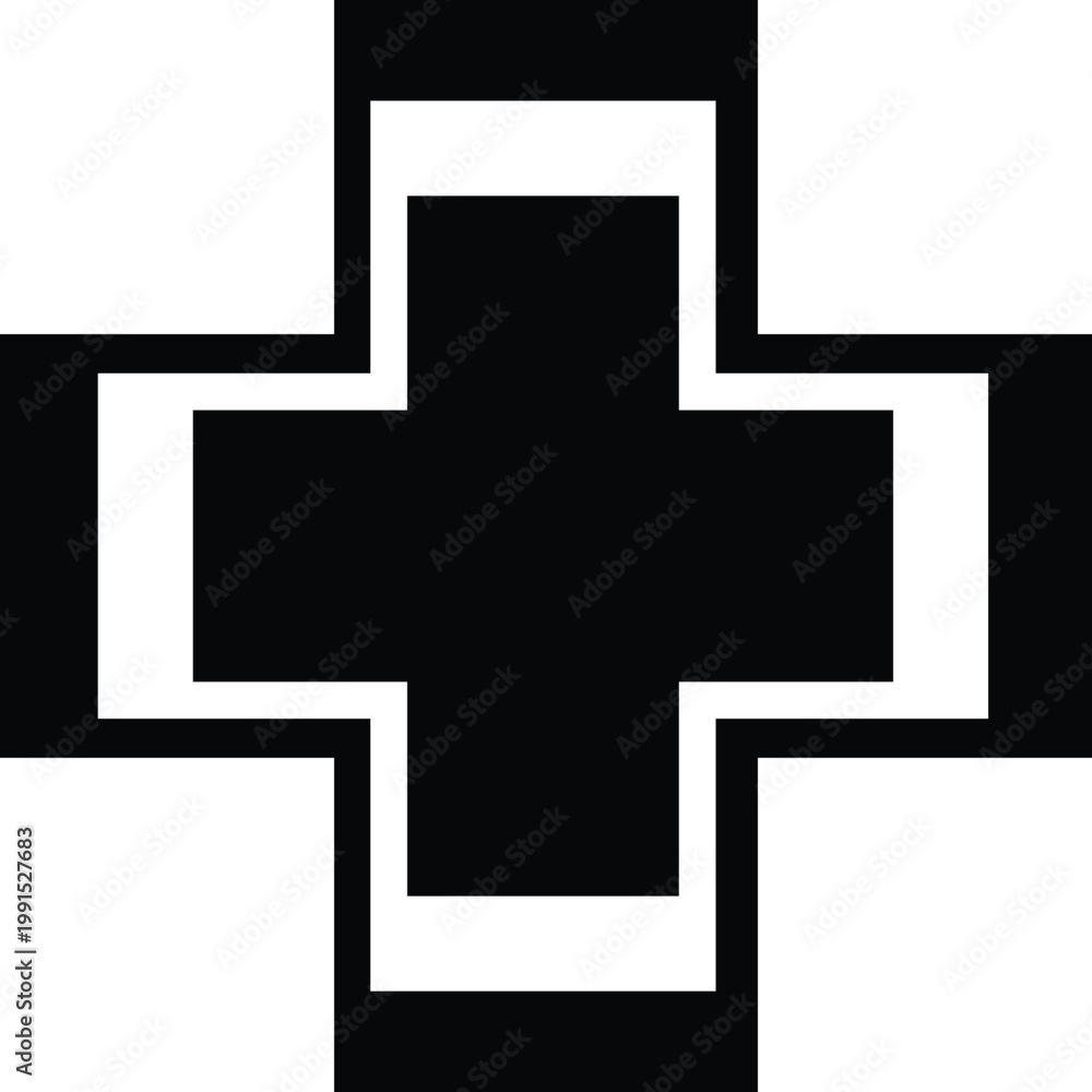 Obraz premium Medical Cross Icon in Rounded Square Frame – Healthcare Symbol Vector Illustration