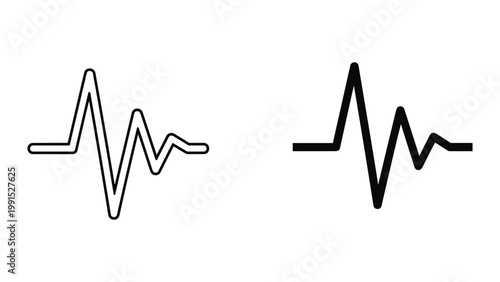 Two different black line heartbeat pulse waveforms on a white background