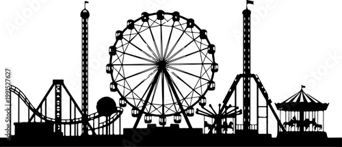 Entertainment horizontal banner, amusement park rides Vector Art