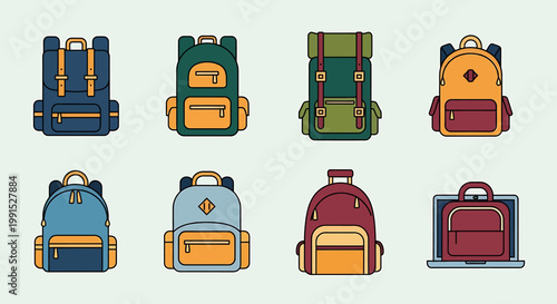 Colorful Backpacks in Various Styles.