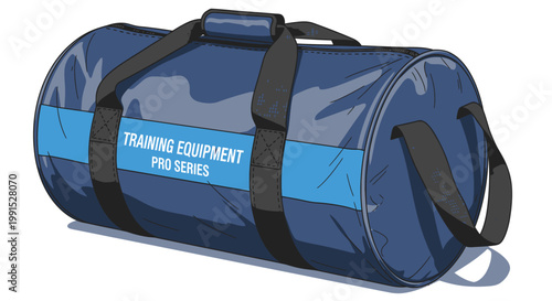 Dark blue sports duffel bag.