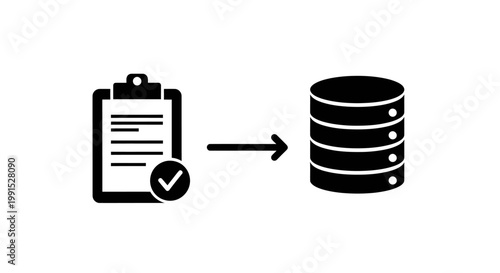 Database clipboard data transfer icon.