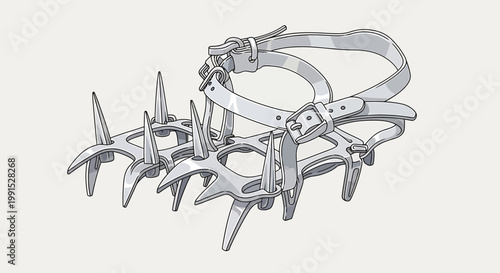 Detailed illustration of climbing spikes for utility pole work.
