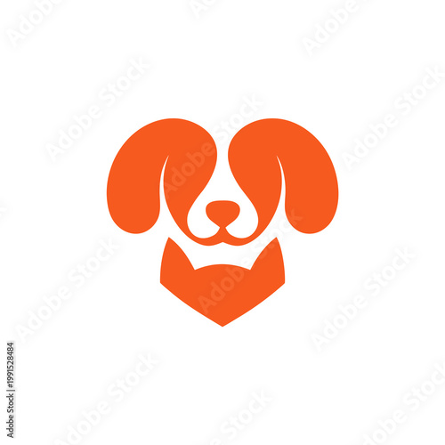 Creative pet care logo with dog and cat face silhouettes for veterinary clinic