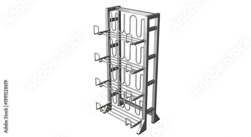 Detailed Metal Rack for Storage and Organization of Items.