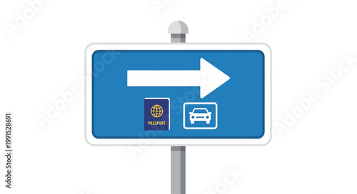 Directional road sign with arrow.