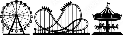 Entertainment horizontal banner, amusement park rides Vector Art