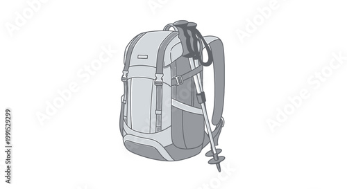 Durable Hiking Backpack with Trekking Poles for Outdoor Adventures.