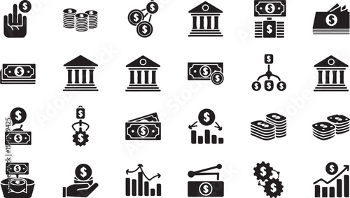 Financial icons for business and money concepts