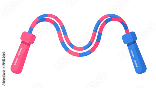 Colorful pink and blue jump rope on white background