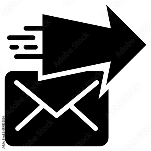 envelope message mail quickly fast sending delivery service solid glyph icon