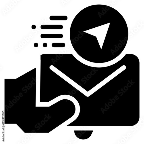 mail envelope fast quickly sending delivery service support solid glyph icon