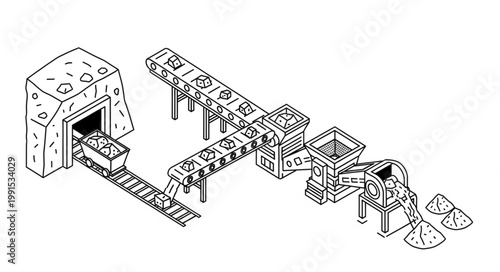 Industrial conveyor production line with furnace and machinery.