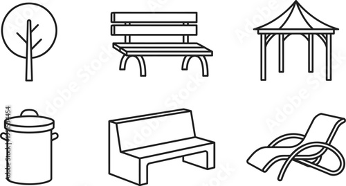 Collection of common park and recreational area icons