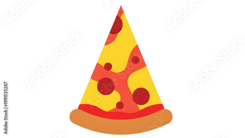 Delicious slice of pepperoni pizza on a white background