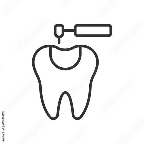 Dental filling procedure, icon in line design. dental, filling, tooth, treatment, repair, dentist, clinic on white background vector. dental filling procedure editable stroke icon