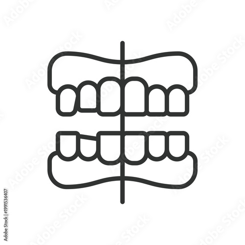 Teeth alignment braces system, icon in line design. teeth, alignment, braces, orthodontics, jaw, correction, dental on white background vector. teeth alignment braces editable stroke icon