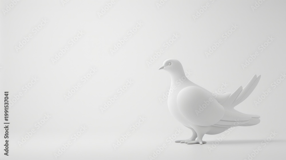 Fototapeta premium White Dove Statue Isolated on White Background.