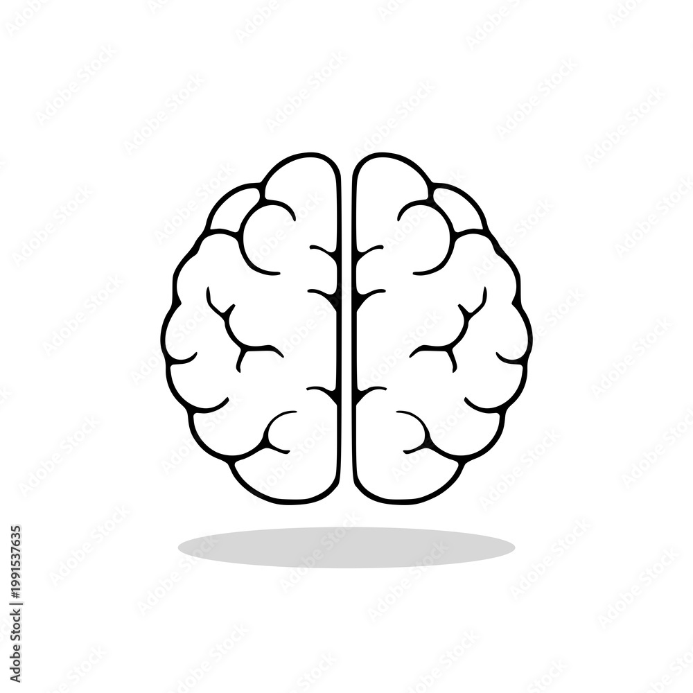 Fototapeta premium Brain silhouette icon with shadow