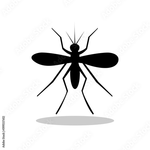 Mosquito silhouette icon with shadow