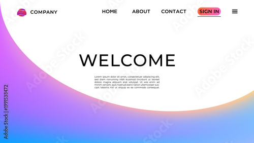 Abstract Background With Landing Page Style Hand Drawn Organic Shapes Purple Blue Orange Gradient Color Website Design Vector. Ideal for Social Media Posts, Website Banners, Presentations, Branding 