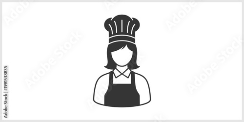 Chef Icon Woman in Toque Blanche and Apron