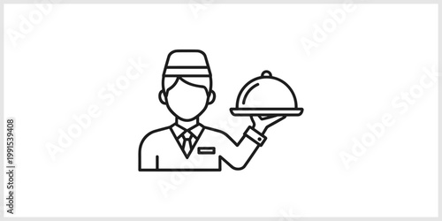 Waiter Serving Food Cloche Icon