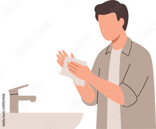 Man washes hands with soap and water at a sink basin
