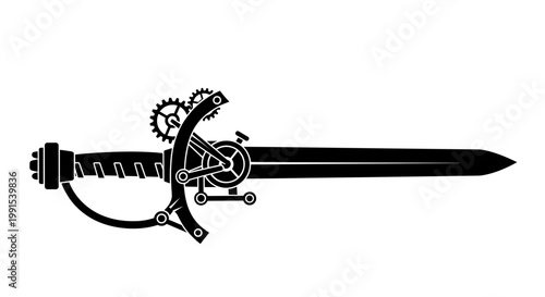 Medieval sword with ornate hilt.