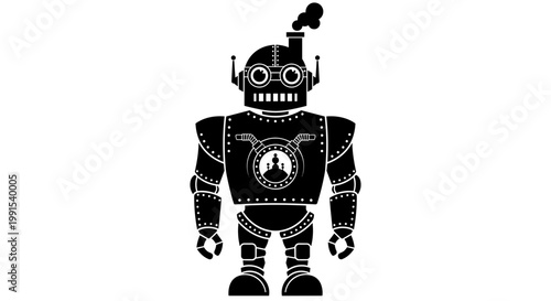 Robot Character Design Illustration.